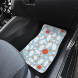 Bowling Ball Bowling Pins Blue Blackground Front And Back Car Mats