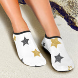 Hand Drawn Gold Black Star Pattern Aqua Shoes