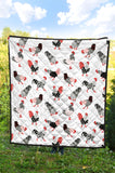 Cool Rooster Chicken Cock Floral Ornament Background Premium Quilt