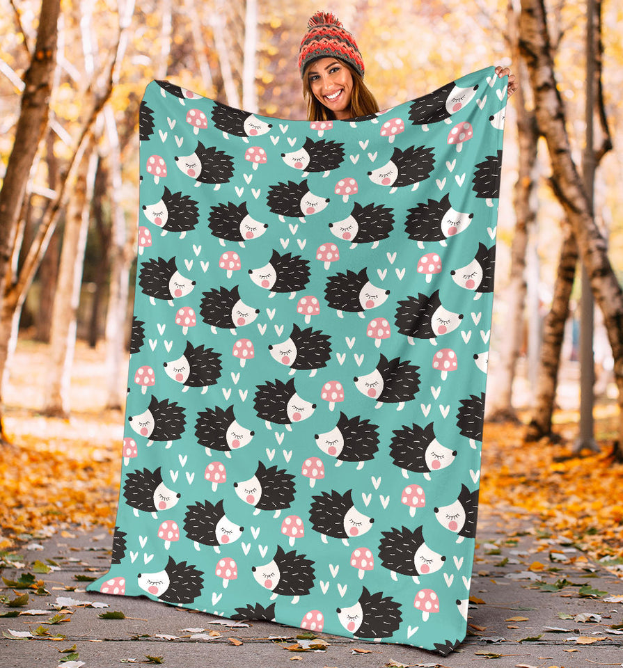 Hedgehog Pattern Print Design 03 Premium Blanket