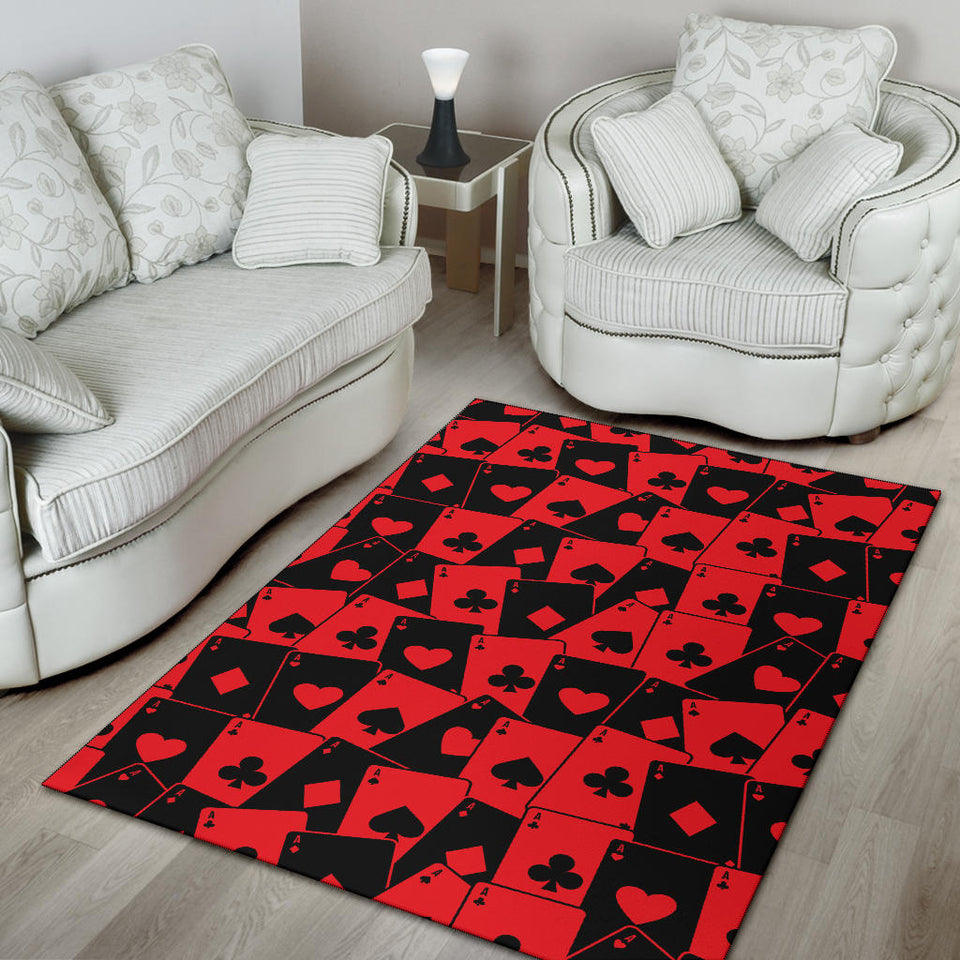 Casino Cards Suits Pattern Print Design 02 Area Rug