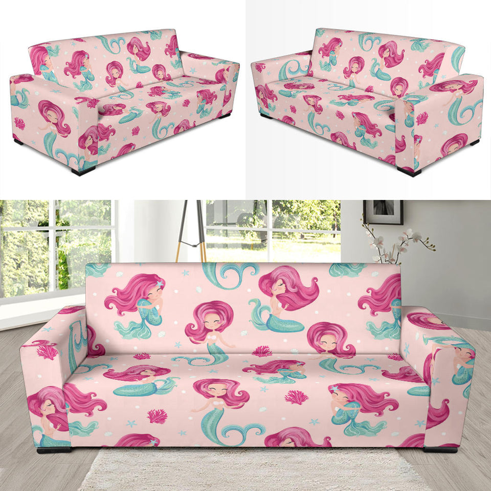 Cute Little Mermaid Pattern Sofa Slipcover