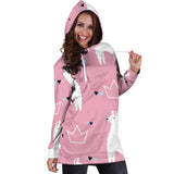 Llama Alpaca Pink Background Women'S Hoodie Dress