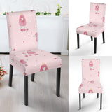 Poodle Dog Pink Color Theme Dining Chair Slipcover