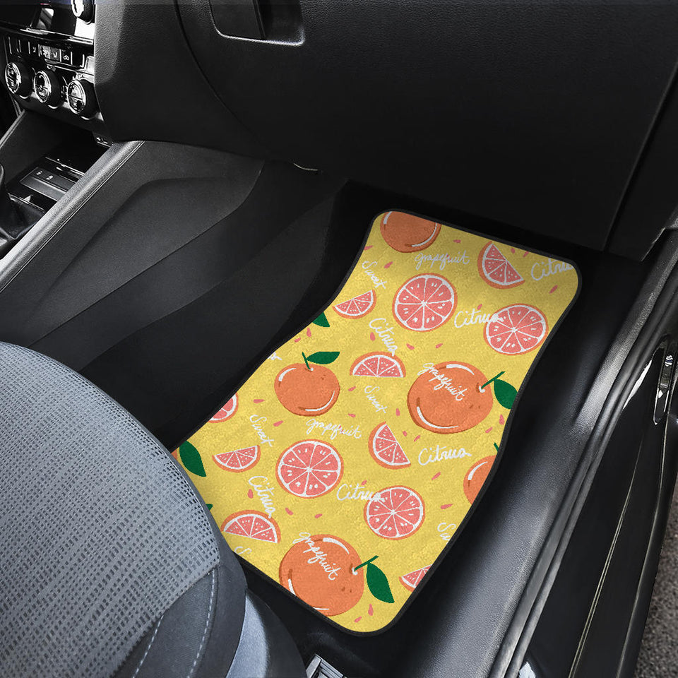 Grapefruit Yellow Background Front Car Mats