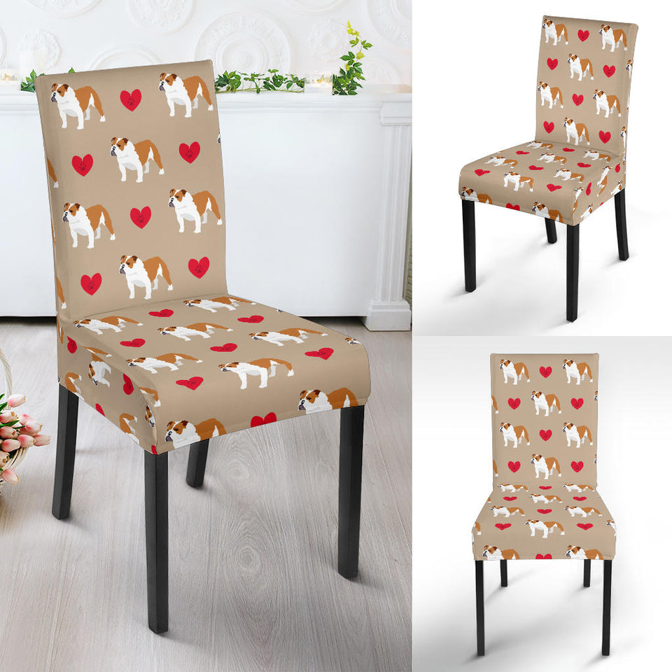 English Bulldog Pattern Print Design 05 Dining Chair Slipcover