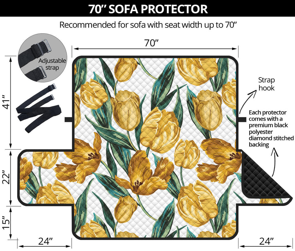 yellow tulips pattern Sofa Cover Protector