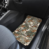 Monkey Tropical Leaves Background Front And Back Car Mats