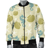 Seahorse Shell Starfish Pattern Background Men'S Bomber Jacket
