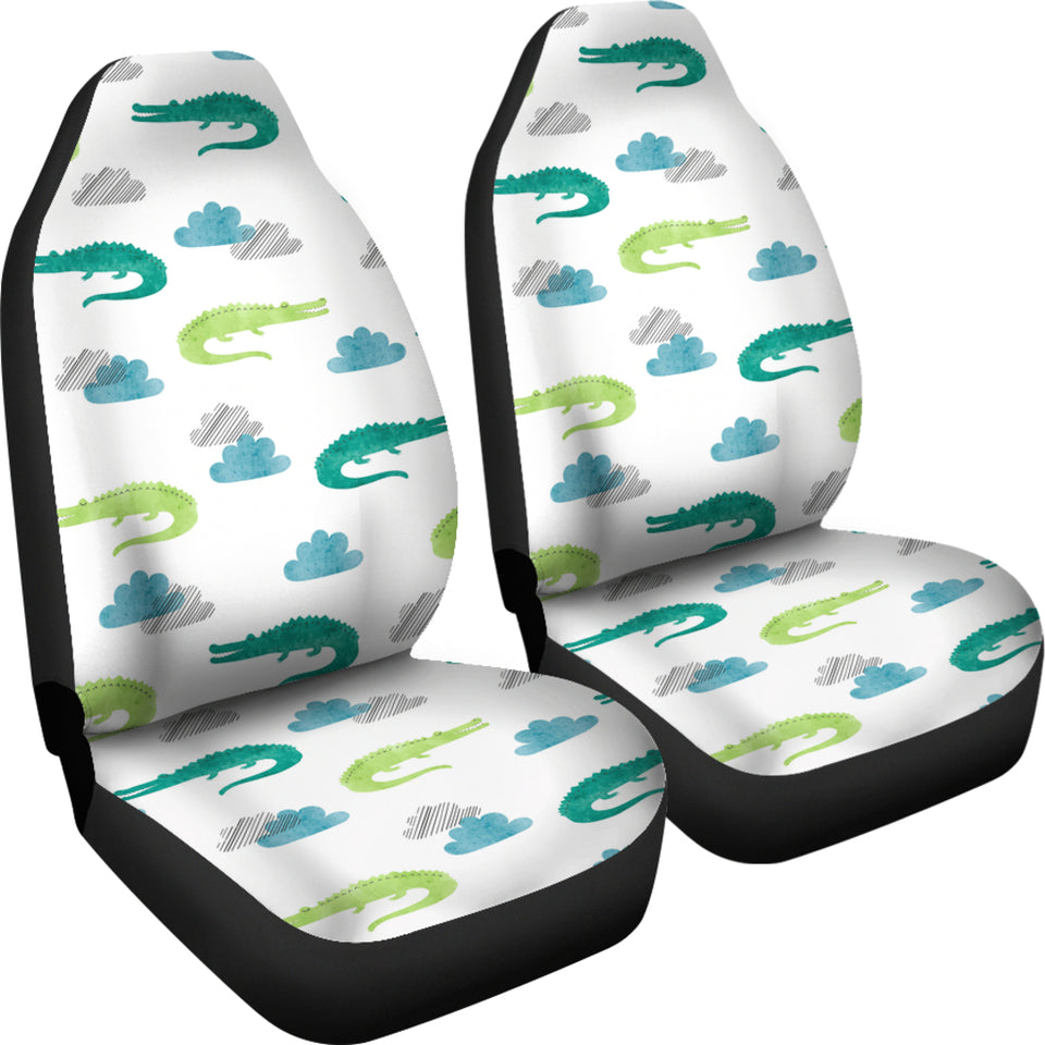 Watercolor Crocodile Pattern Universal Fit Car Seat Covers