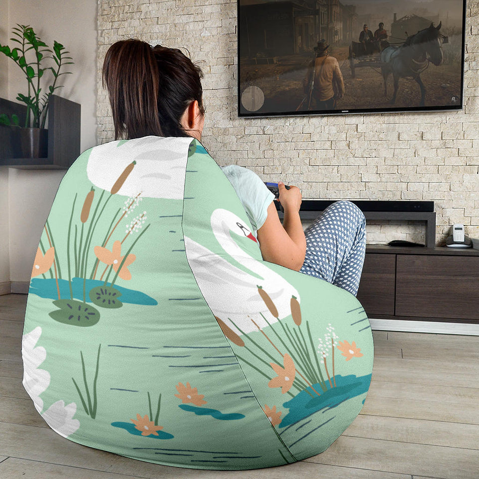 White Swan Lake Pattern Bean Bag Cover