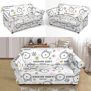 Siberian Husky Design Pattern Loveseat Couch Slipcover