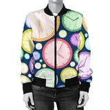 Colorful Clock Background Women'S Bomber Jacket