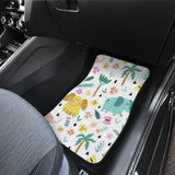 Cute Elephants Palm Tree Flower Butterfly Pattern Front And Back Car Mats