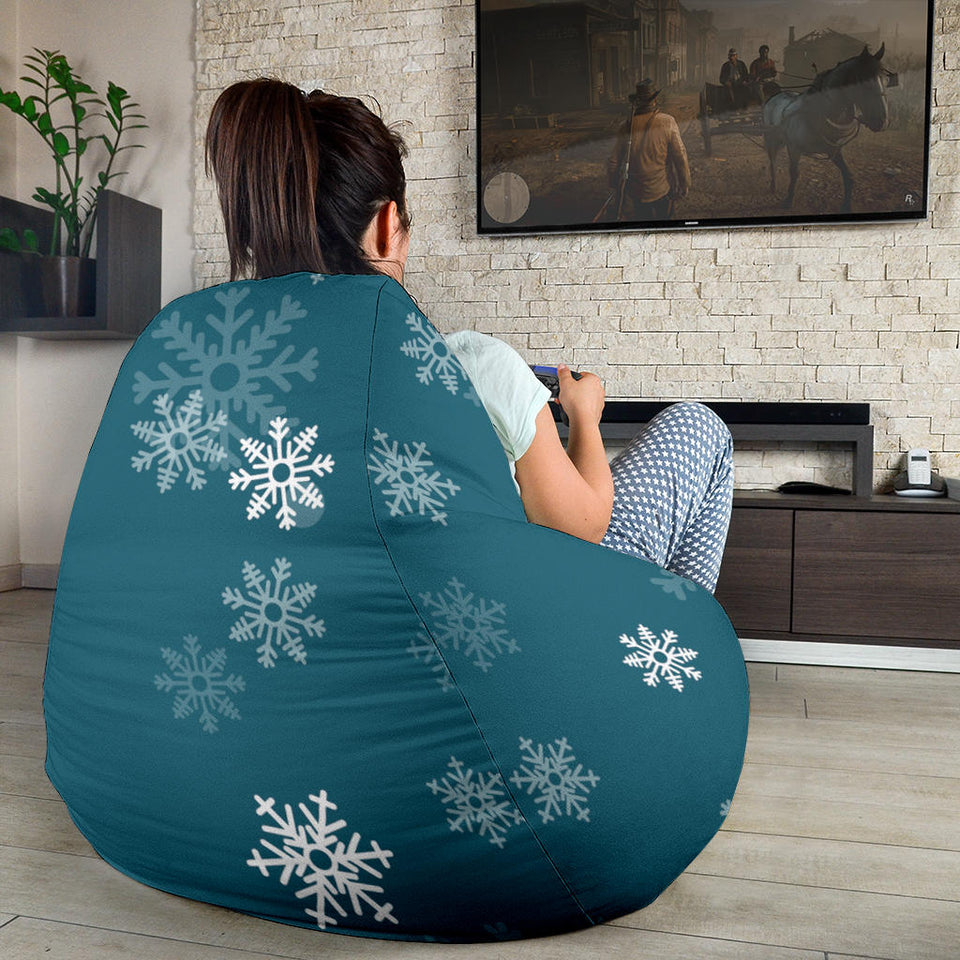 Snowflake Pattern Dark Background Bean Bag Cover
