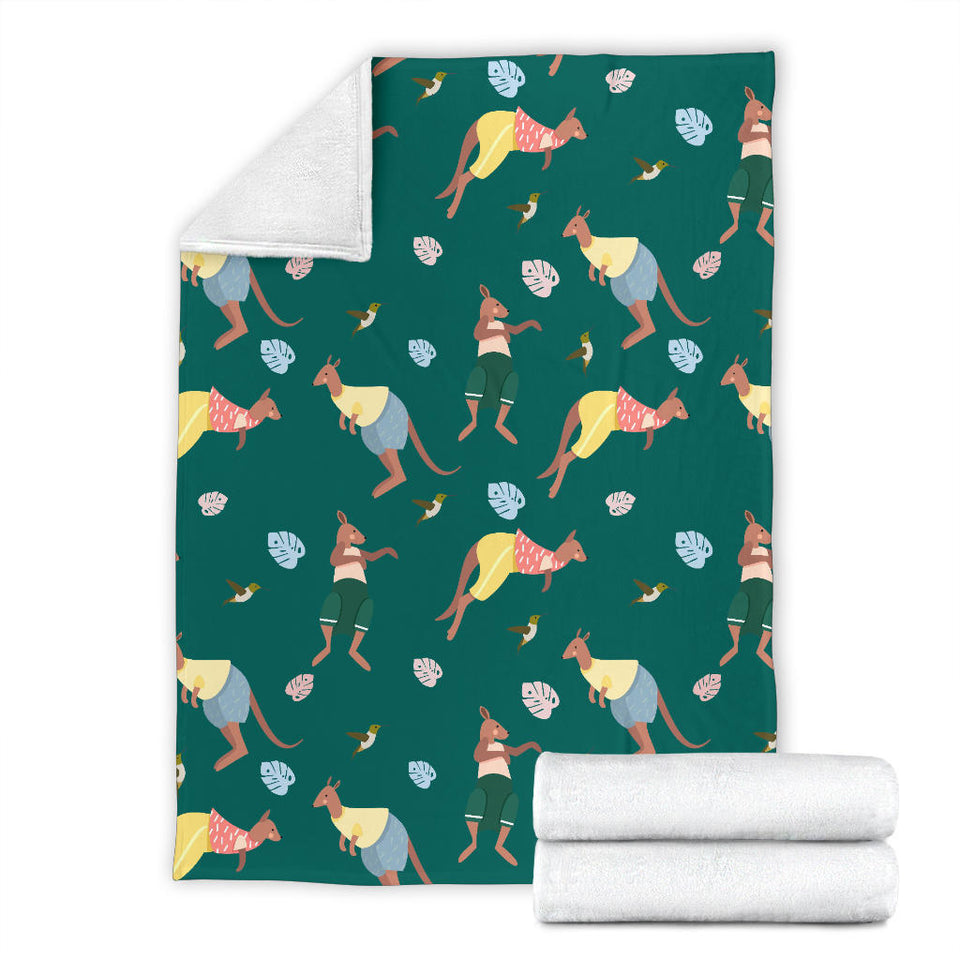 Kangaroo Leaves Pattern Premium Blanket