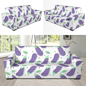 Eggplant Pattern Print Design 05 Sofa Slipcover