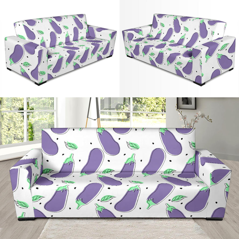 Eggplant Pattern Print Design 05 Sofa Slipcover