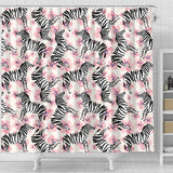 Zebra Pink Flower Background Shower Curtain Fulfilled In US
