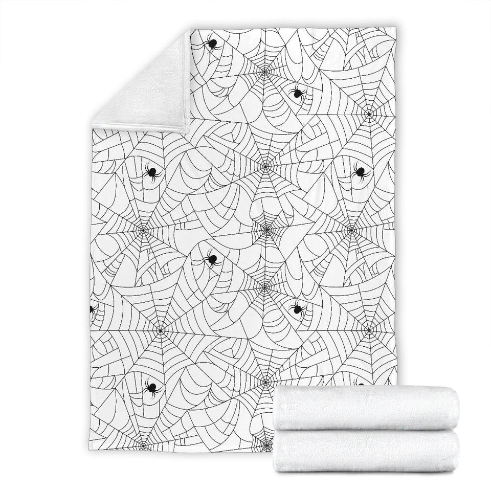 Spider Web Cobweb Pattern White Background Premium Blanket