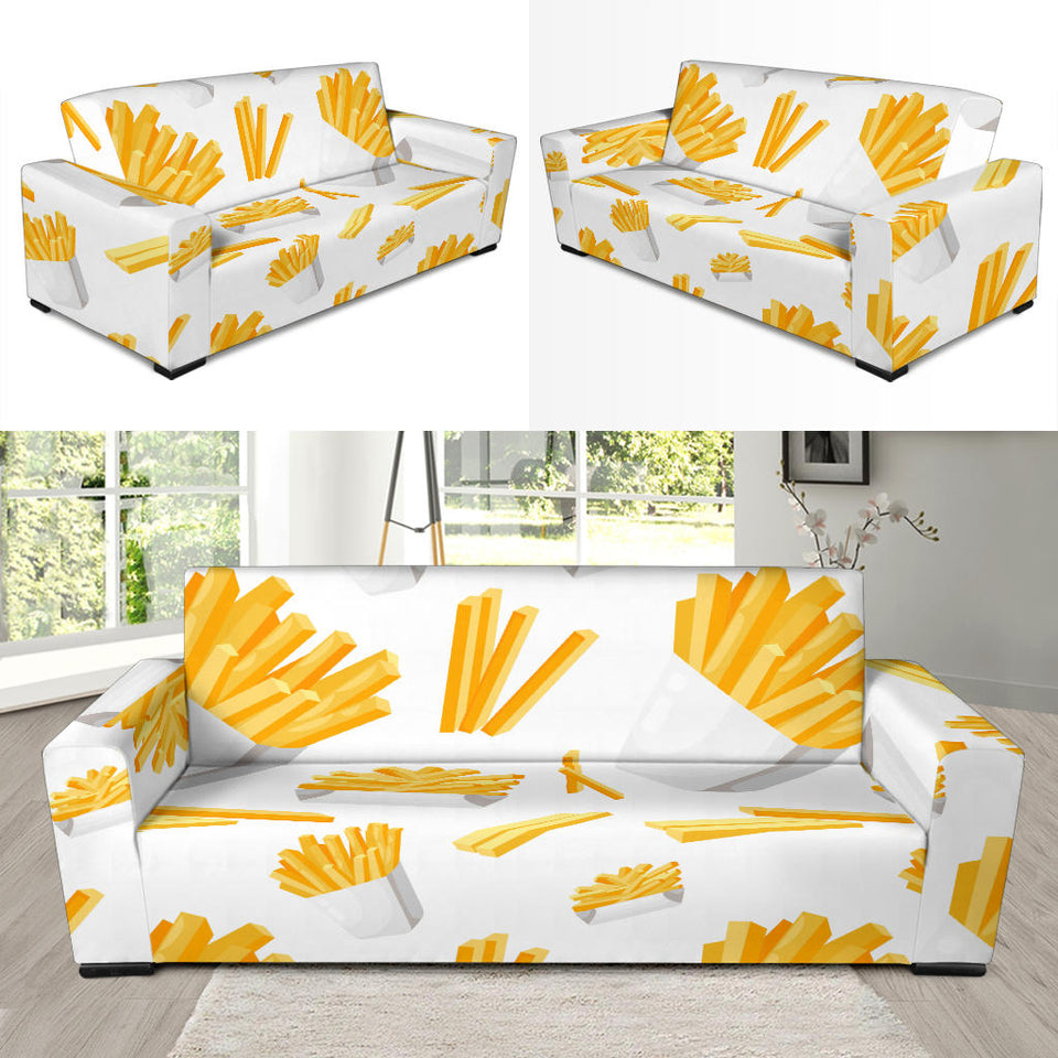 French Fries White Paper Box Pattern Sofa Slipcover
