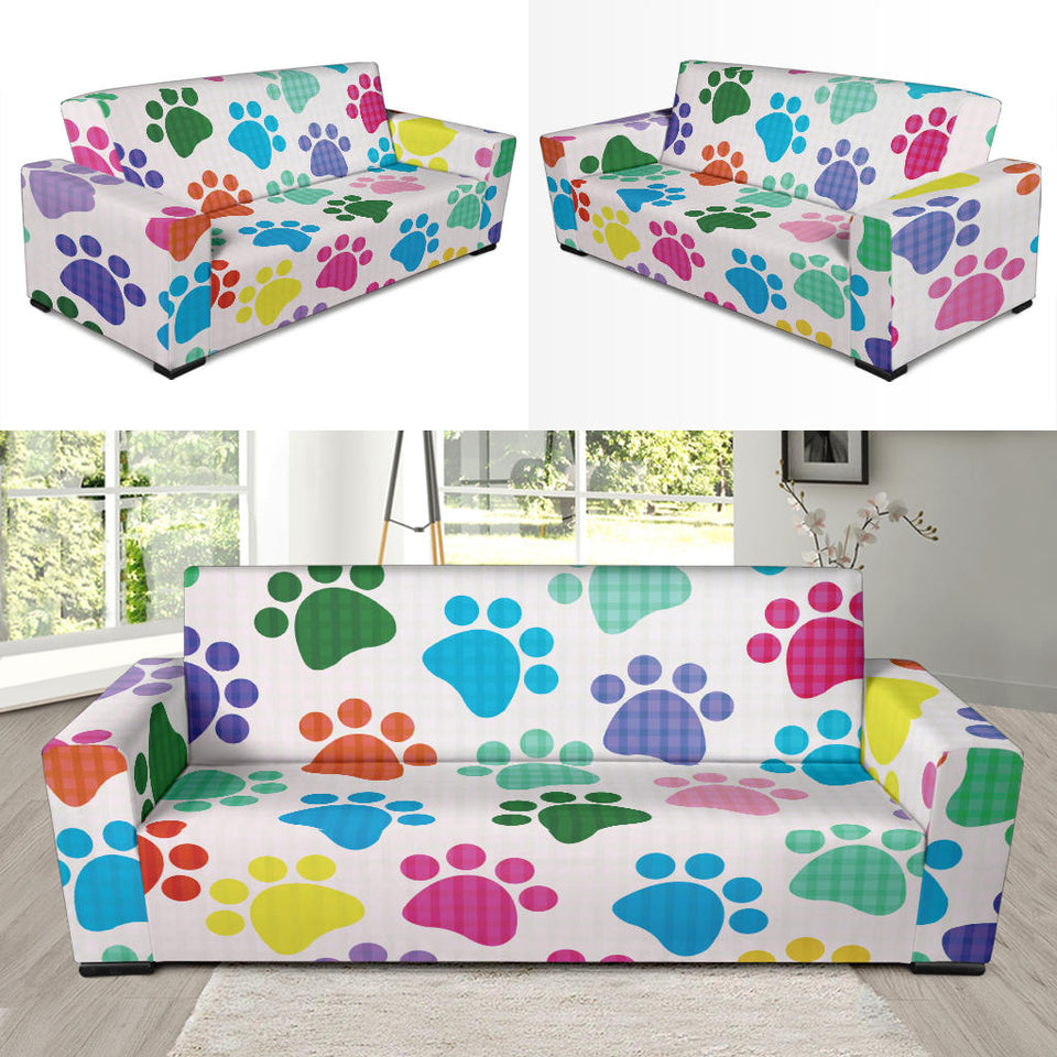 Dog Paws Pattern Print Design 01 Sofa Slipcover