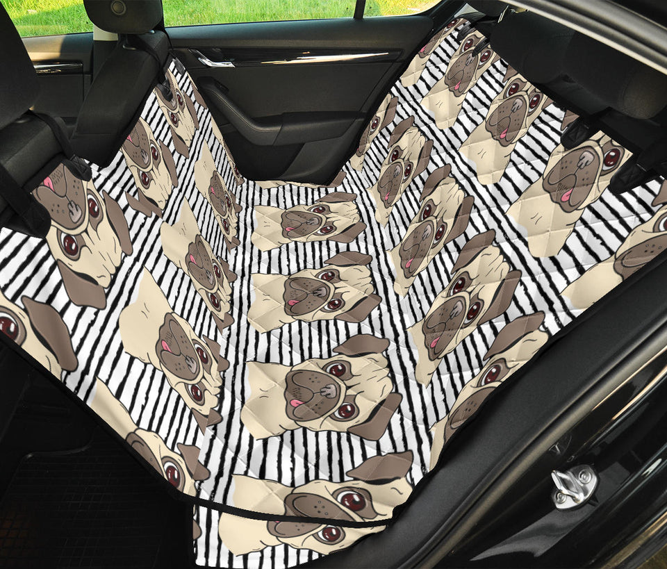 Happy Pug Pattern Dog Car Seat Covers