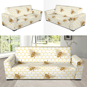 Bee Honeycomb Seamless Design Pattern Sofa Slipcover