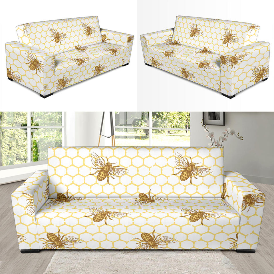 Bee Honeycomb Seamless Design Pattern Sofa Slipcover