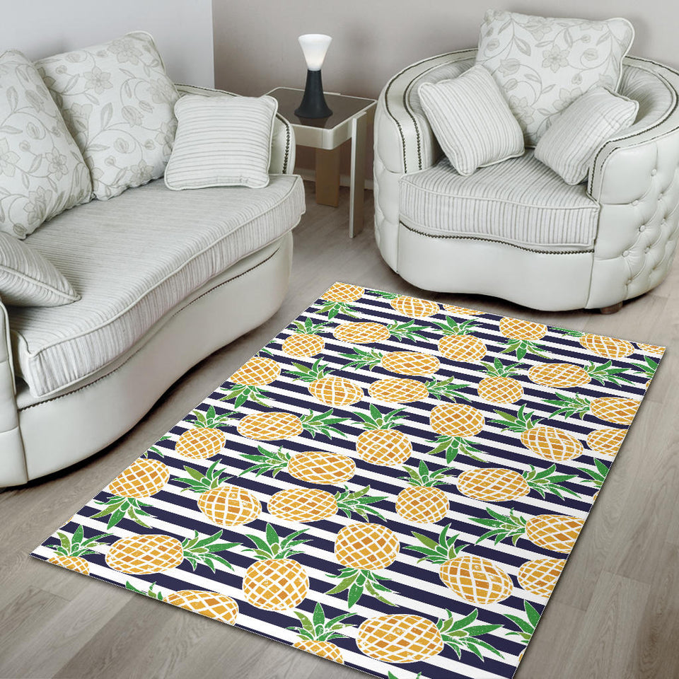 Pineapples Pattern Striped Background Area Rug