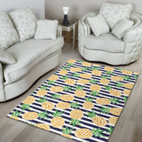 Pineapples Pattern Striped Background Area Rug