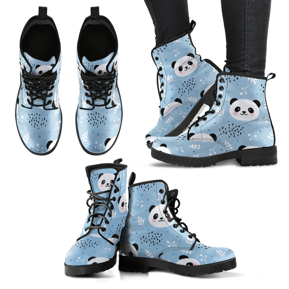 Cute Panda Pattern Leather Boots