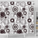 Classic Vintage Clock Pattern Shower Curtain Fulfilled In US