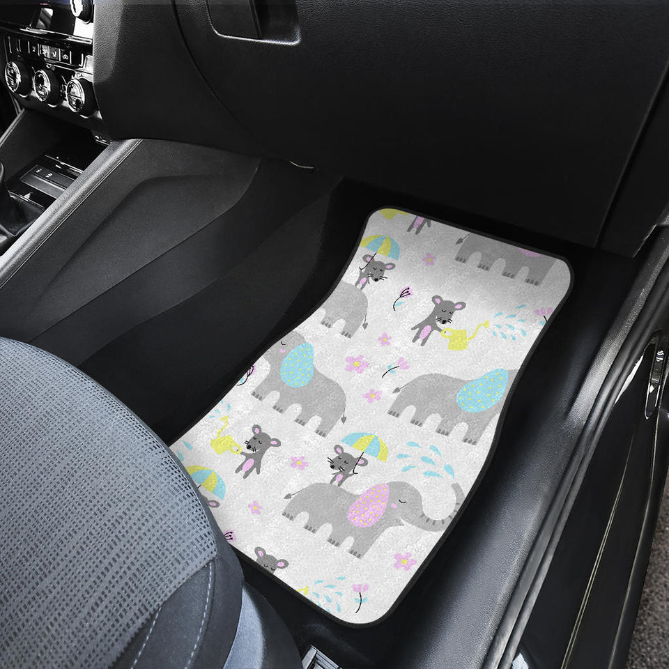 Cute Elephant Mouse Pattern Front And Back Car Mats