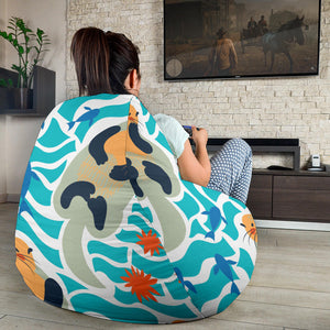 Cute Sea Otters Fishe Sea Urchin Pattern Bean Bag Cover