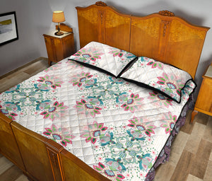 Square floral indian flower pattern Quilt Bed Set
