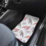 Watercolor Sea Turtle Jellyfish Pattern Front And Back Car Mats