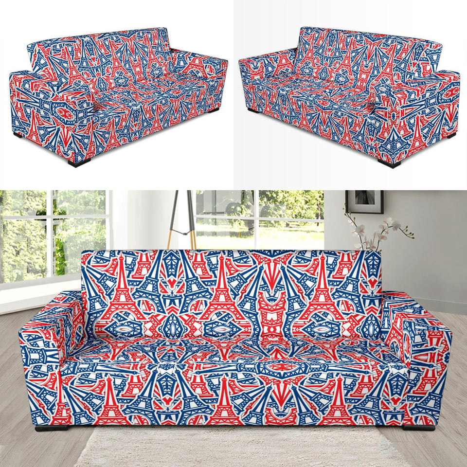 Eiffel Tower Pattern Print Design 02 Sofa Slipcover
