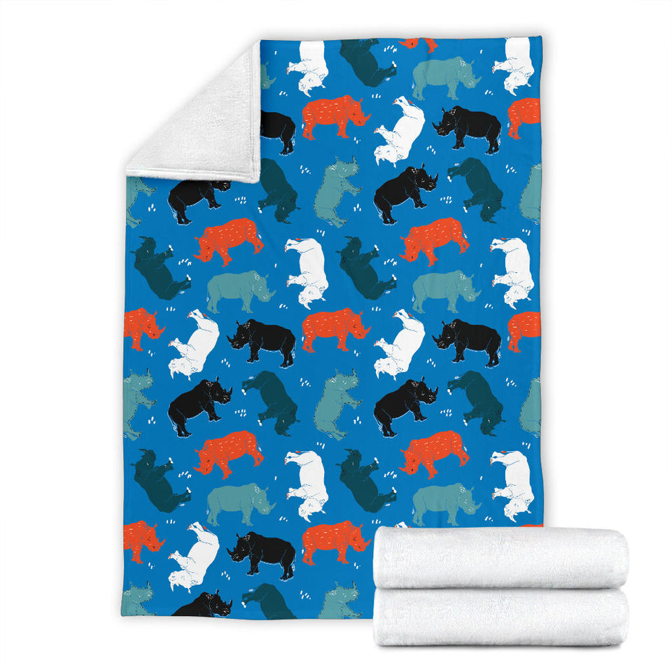 Colorful Rhino Pattern Premium Blanket