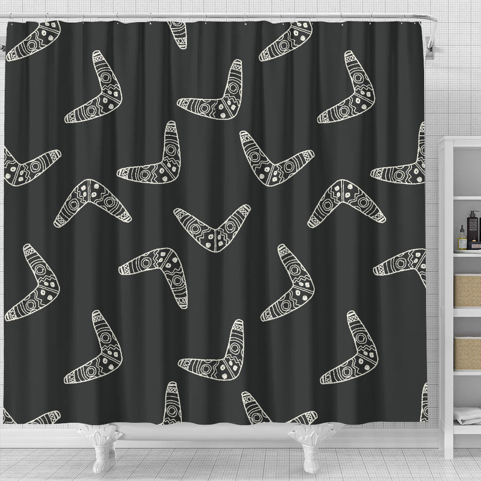 Hand Drawn Boomerang Australian Aboriginal Ornament Shower Curtain Fulfilled In US