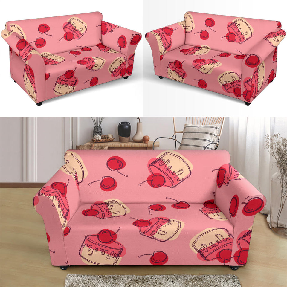 Cake Cherry Pattern Loveseat Couch Slipcover