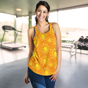 Sun orange background Women Racerback Tank Top
