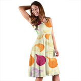 Onion Garlic White Red Pattern Sleeveless Midi Dress