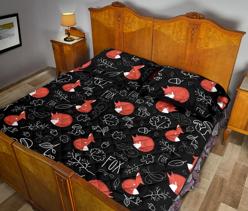 fox sleeping fox pattern Quilt Bed Set