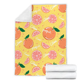Grapefruit Yellow Background Premium Blanket