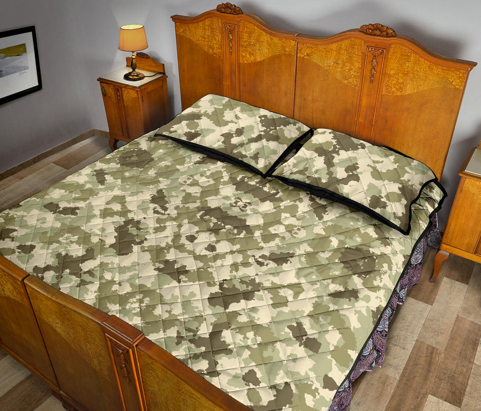Light Green camo camouflage pattern Quilt Bed Set
