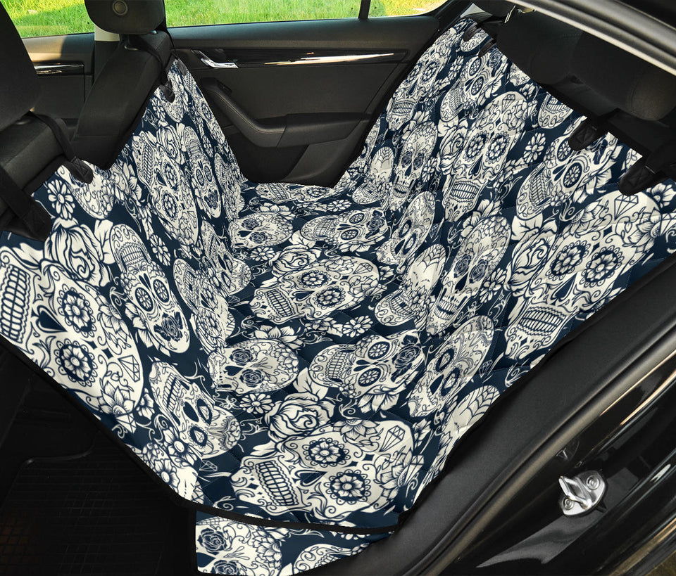 Sugar Skull Black White Pattern Dog Car Seat Covers