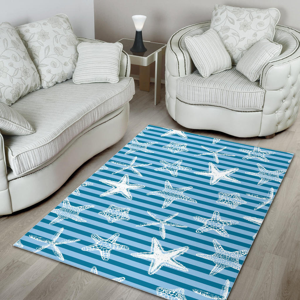 Starfish Blue Blackground Area Rug