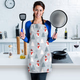 Snowman Christmas  Tree Snow Gray Background Adjustable Apron