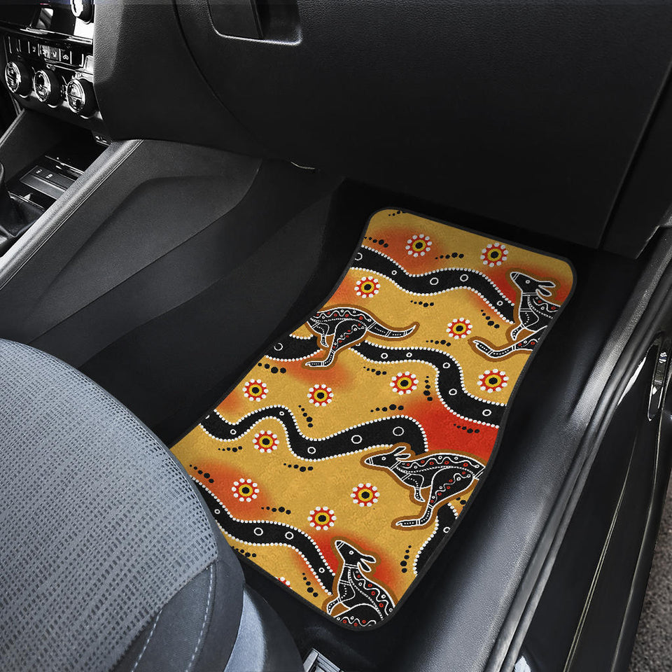 Kangaroo Australian Aboriginal Art Pattern Front And Back Car Mats